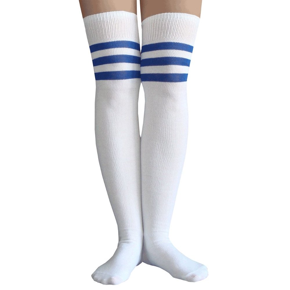 White/Royal Blue Thigh Highs